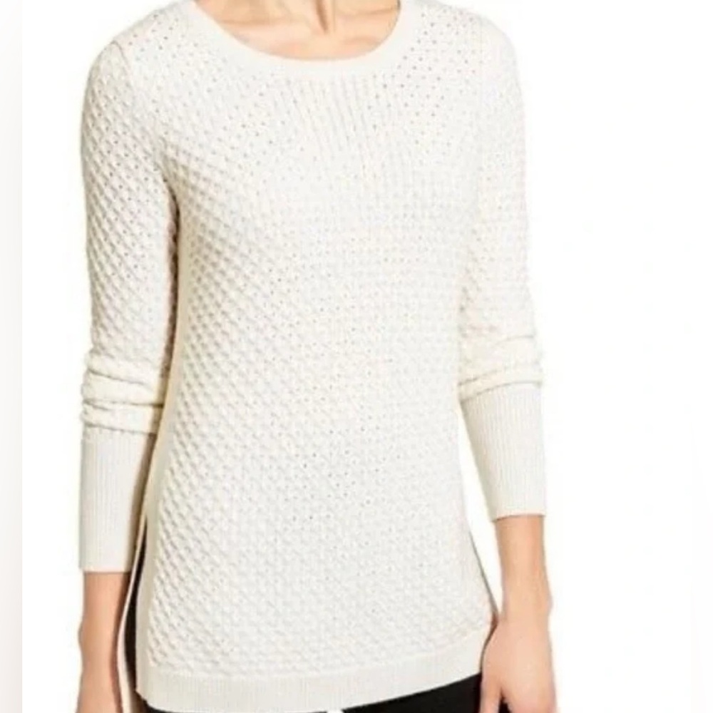Athleta honeycomb knit tunic sweater in ivory